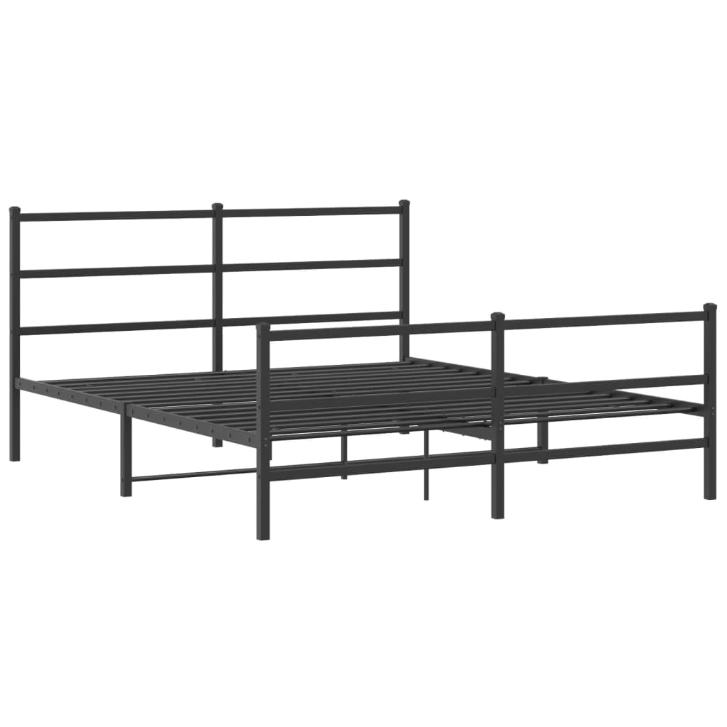 vidaXL Metal Double Bed Frame-Black with Headboard/Footboard, Sturdy Steel Construction, Ample Storage, for Bedroom