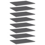 vidaXL Engineered Wood Bookshelf Boards - 8 Pack, High Gloss Gray, 23.6"x19.7"x0.6" - Modern Design, Easy to Clean, Versatile Use