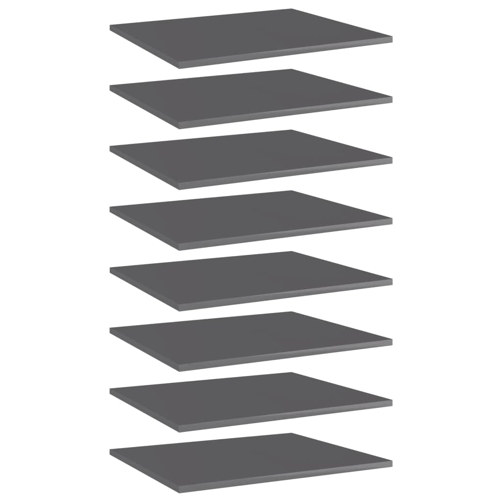 vidaXL Engineered Wood Bookshelf Boards - 8 Pack, High Gloss Gray, 23.6"x19.7"x0.6" - Modern Design, Easy to Clean, Versatile Use