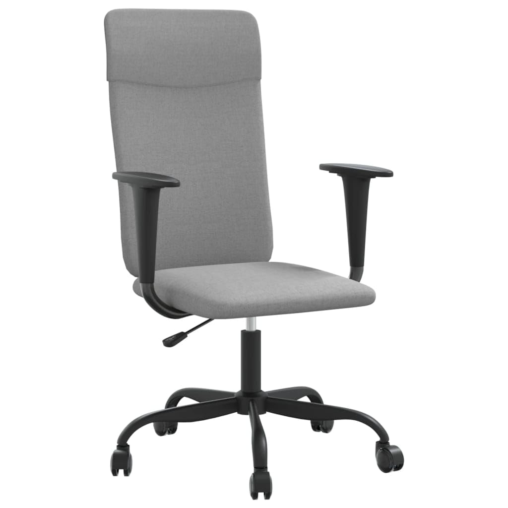 vidaXL Modern Office Chair, Adjustable Height, 360-Degree Swivel Design, Rolling Casters - Light Gray Fabric, Comfort Seating Solution for Your Work Area