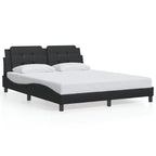 vidaXL Queen Bed Frame - Faux Leather Headboard, Plywood Slats - Black, 85.8"x61.8"x29.3"