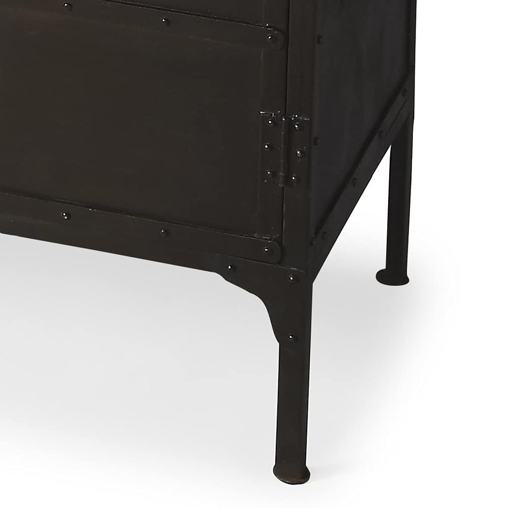 HomeRoots Black Iron Owen Industrial Chic Console Cabinet