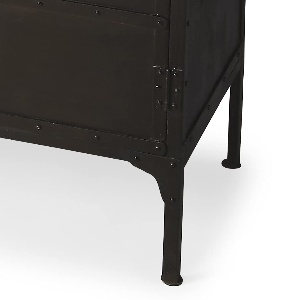 HomeRoots Black Iron Owen Industrial Chic Console Cabinet
