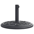 vidaXL 26.5 lb Black Parasol Base - Round Umbrella Stand with Floral Patterns - Fits 1.5"/1.9" Poles - PE, Concrete & Iron - 17.7" x 12.4"