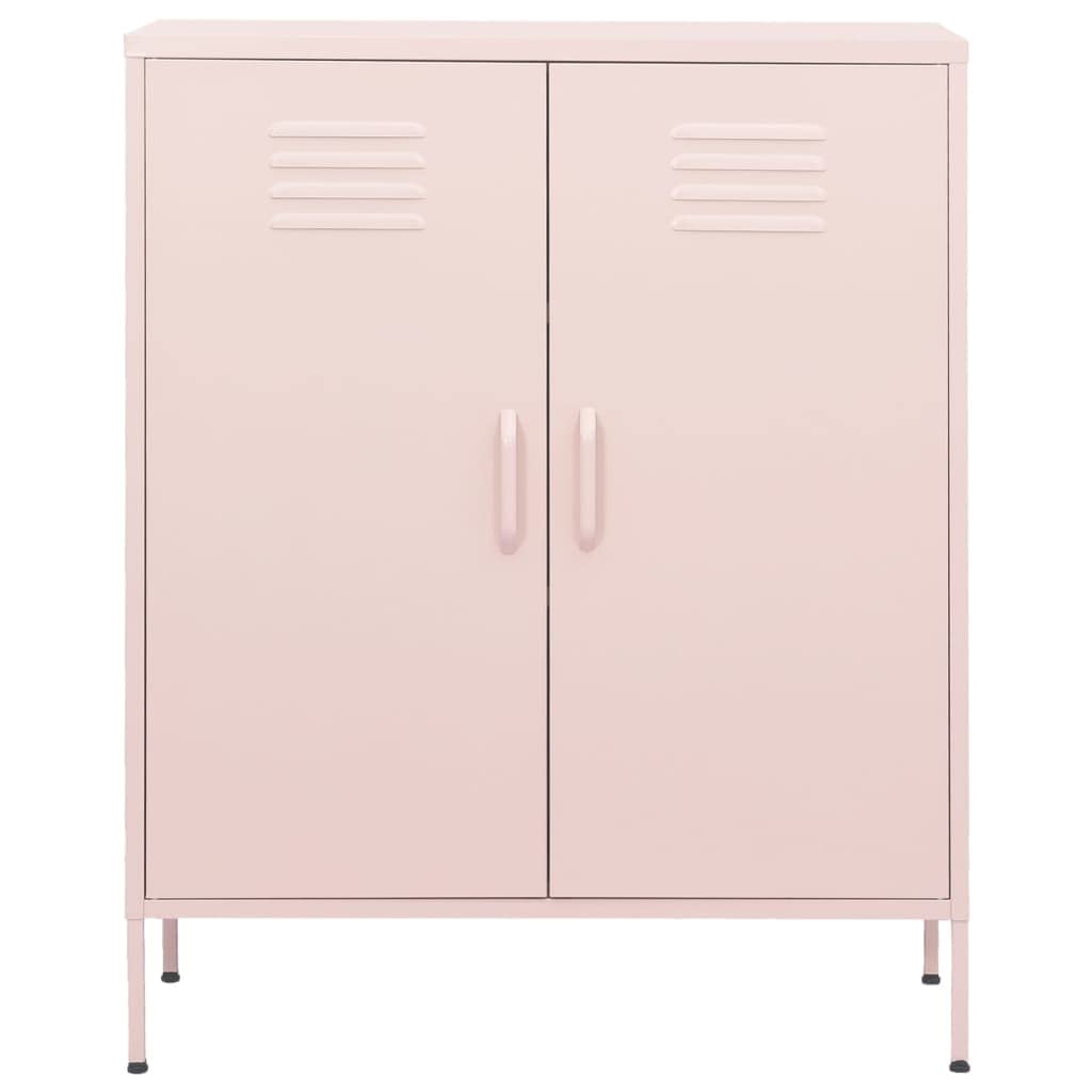 vidaXL Storage Cabinet, Steel Pink Cabinet with Adjustable Shelves, Industrial Style, Ideal for Home Decor, Solid Construction