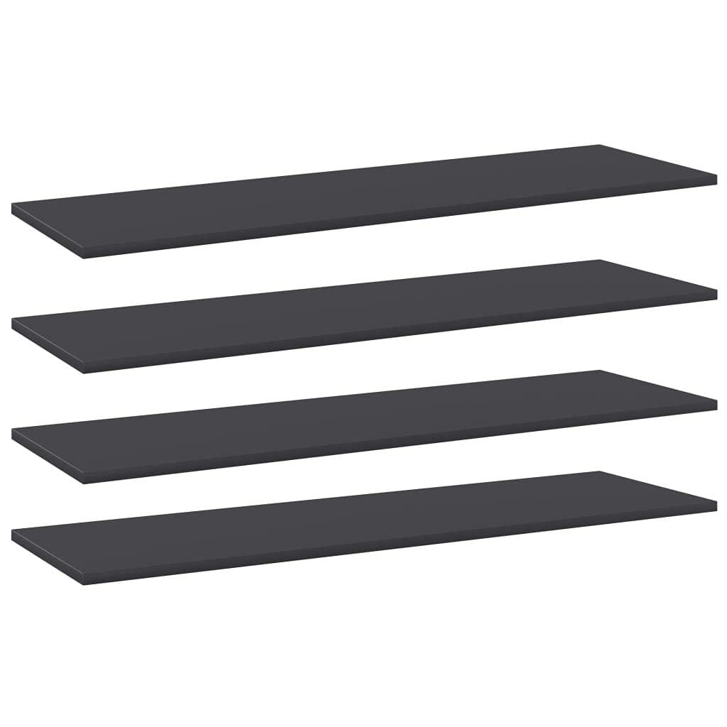 vidaXL 4-Piece Set Gray Bookshelf Boards, 39.4&quot;x11.8&quot;x0.6&quot;, Easy to Clean, Made of Engineered Wood, Ideal for Home or Office Storage