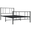 vidaXL Sturdy and Robust Metal Bed Frame with Headboard and Footboard, Powder-Coated Steel Construction, Classic Design, Extra Under-Bed Storage Space, Suitable for 39.4"x74.8" Mattress - Black