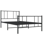 vidaXL Sturdy and Robust Metal Bed Frame with Headboard and Footboard, Powder-Coated Steel Construction, Classic Design, Extra Under-Bed Storage Space, Suitable for 39.4"x74.8" Mattress - Black
