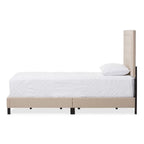 Baxton Studio Paris Modern and Contemporary Beige Linen Upholstered Twin Size Tufting Bed