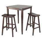 Ergode Exquisite Dining Set | Double Drop Leaf Table | Ladder Back Chairs | Solid Wood | Walnut Finish | (94380-VV)