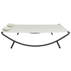 vidaXL Cream Patio Lounge Bed - Weather-Resistant Oxford Fabric and Powder-Coated Steel Frame - Comfort Upgrade with 2 Thick Pillows