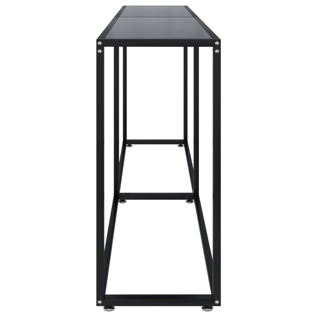 vidaXL Console Table in Black - Made of Tempered Glass and Powder-Coated Steel - Ideal for Living Room, Office, Lounge Area - 86.6x13.8x29.7