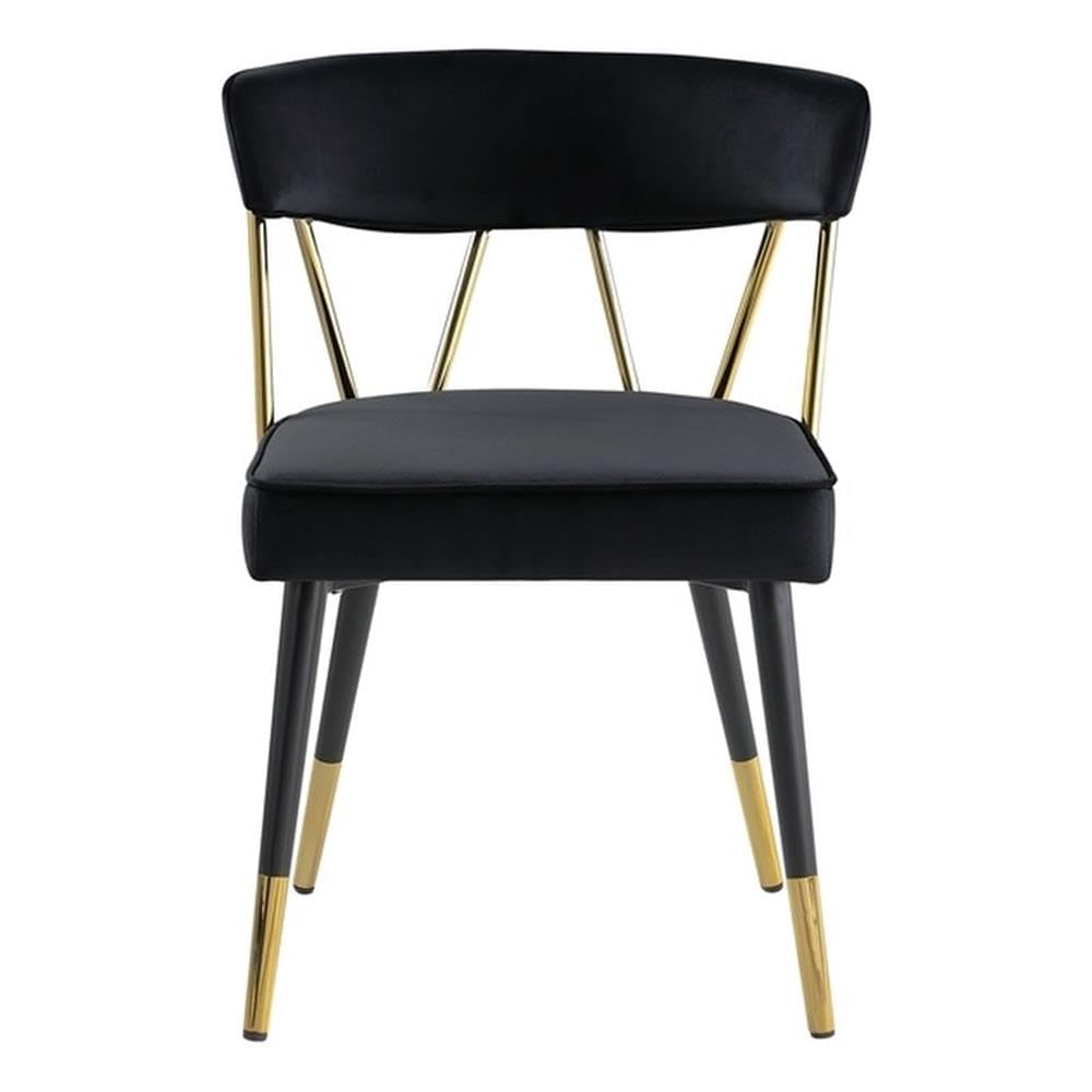 Best Master Furniture Aireys Black Velvet Armless Chair with Gold Accents (Set of 2)