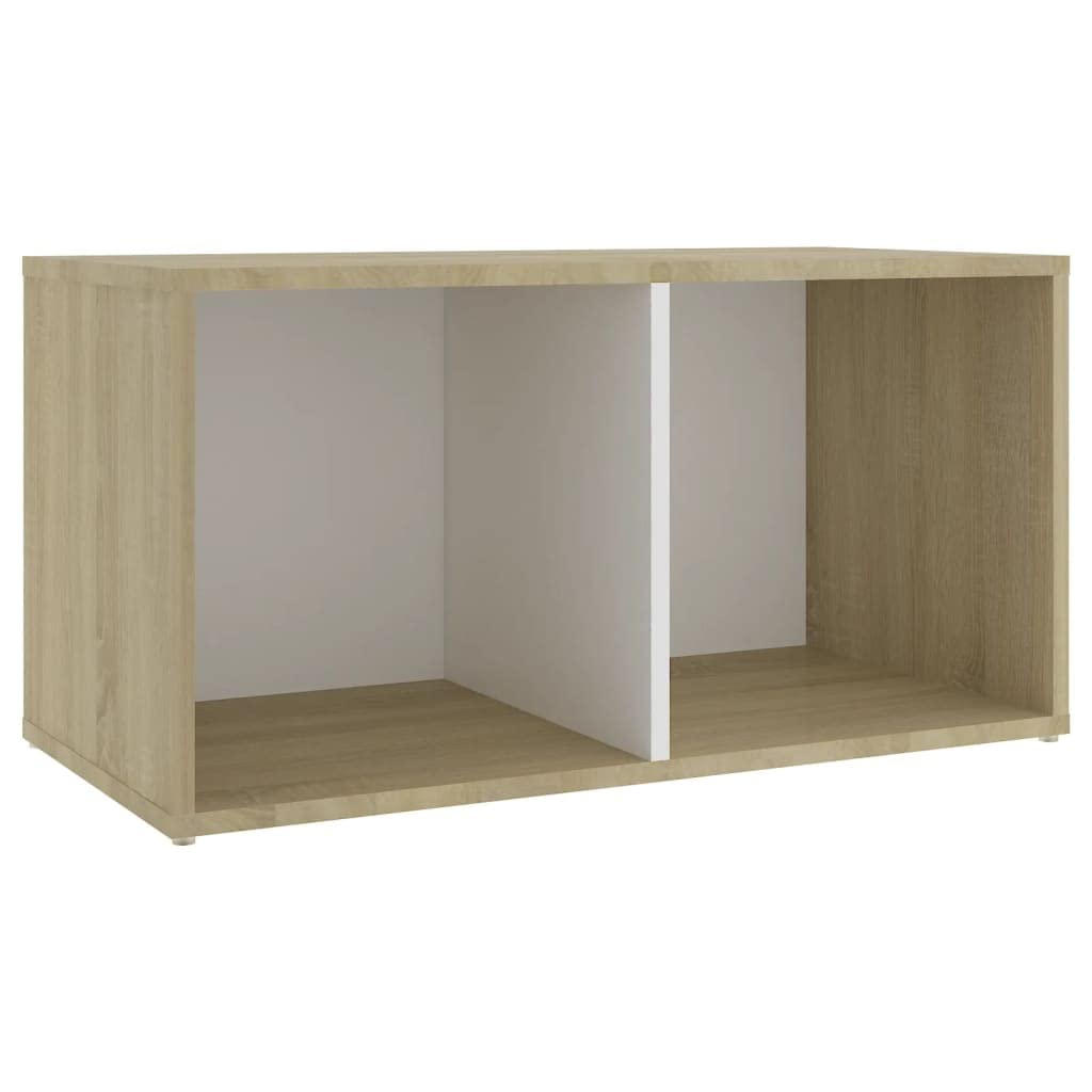 vidaXL TV Cabinet White and Sonoma Oak 28.3&quot;x13.8&quot;x14.4&quot; Chipboard