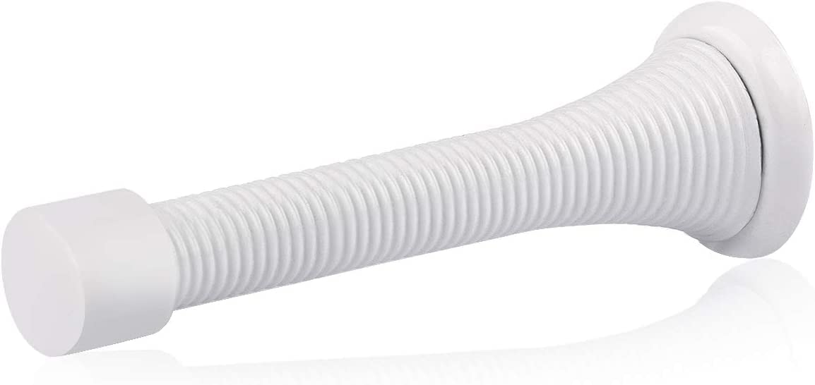 Homotek 20 Pack Spring Door Stops,3-1/8    Heavy Duty Door Stop - Flexible Spring Door Stopper With Low Mounted White Rubber Bum
