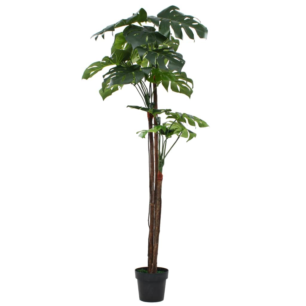 vidaXL Artificial Monstera Plant - Lifelike Artificial Plant with Real Wooden Stems, Dense Green Foliage, 67 inches, Includes Pot