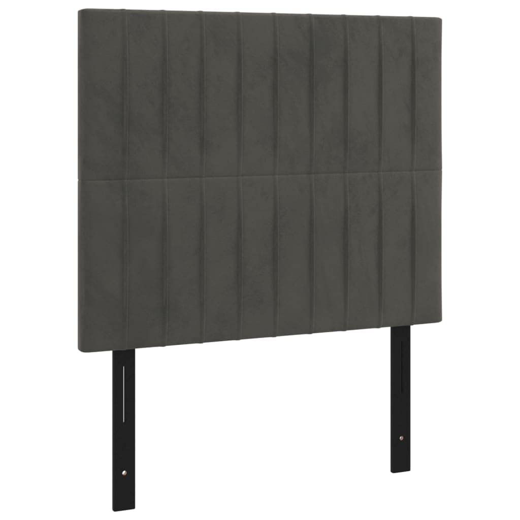 Vidaxl Velvet Headboards, Dark Gray - Engineered Wood & Solid Larch Wood - 39.4"X2"X30.7"/34.6" - Sturdy & Aesthetic Design - Set Of 2