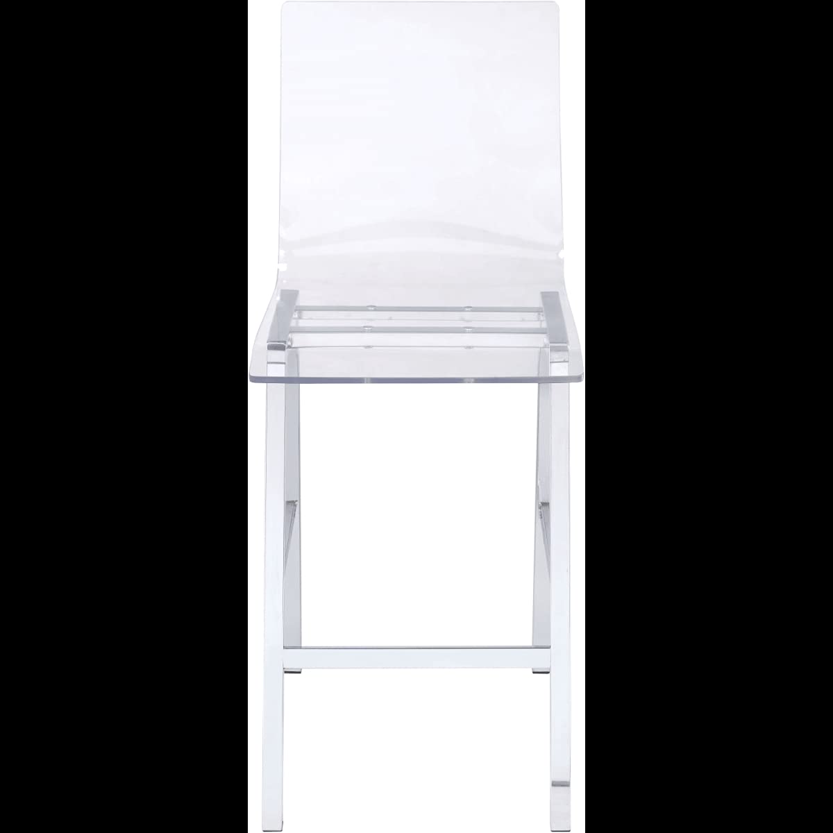 acme 72592 Square Nadie Counter Height Chair - Clear Acrylic & Chrome, Set of 2