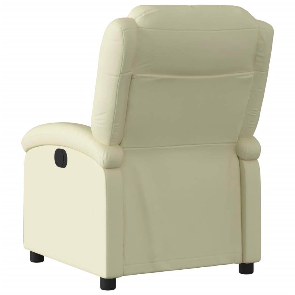 vidaXL Recliner Chair - Black Real Leather, Manual Reclining Function, Comfortable Seating with Solid Wood and Metal Frame, for Office or Living Room