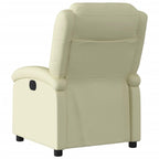 vidaXL Manual Recliner Chair for Living Room, Adjustable Recliner with Padded Seat & Backrest, Home Theater Seating with Side Pocket, Cream Real Leather