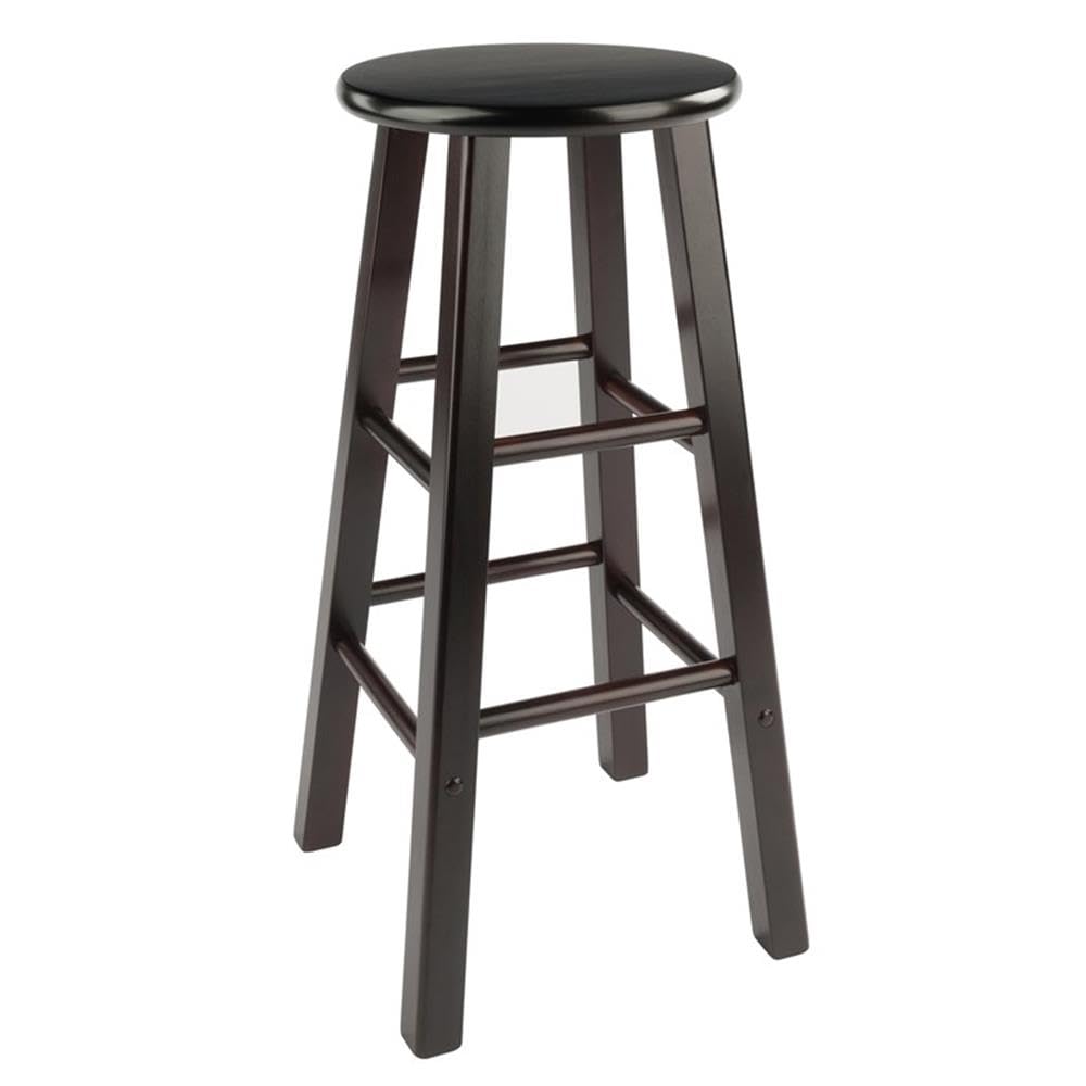 Winsome Element 2-Piece 29In Bar Stool Set, Espresso Finish, Solid Wood, Modern Design