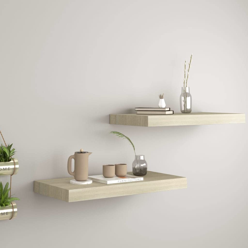 Floating Wall Shelves-SKM Floating Wall Shelves 2 pcs Oak 19.7&quot;x9.1&quot;x1.5&quot; MDF