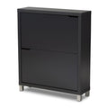 Baxton Studio Simms Modern and Contemporary Dark Grey Finished Wood Shoe Storage Cabinet with 4 Fold-Out Racks
