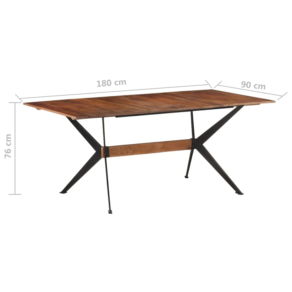 vidaXL Rectangular Dining Table - Industrial Style, Crafted from Solid Mango Wood with a Satin Finish, Durable, and Versatile Design - Size: 70.9&quot;x 35.4&quot;x 29.9&quot;, Brown Dark