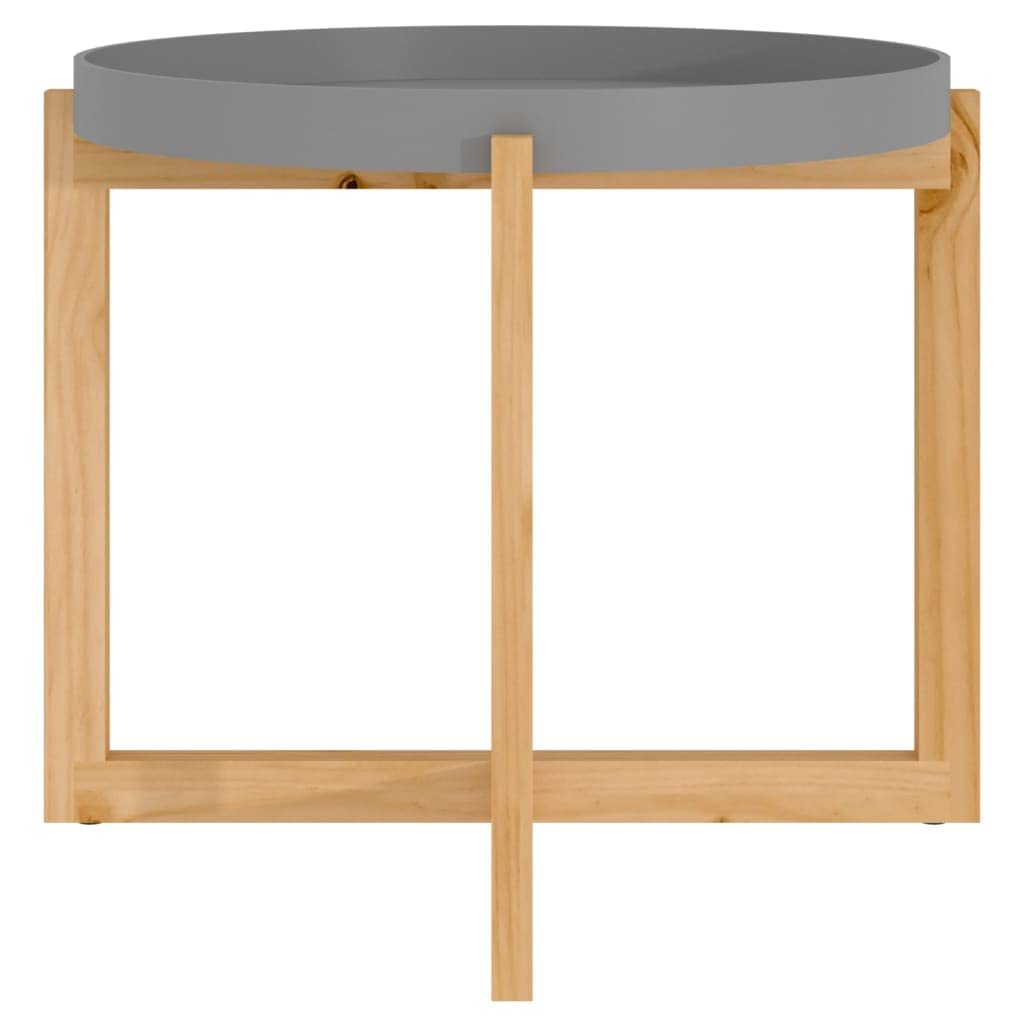 vidaXL Scandinavian Design Round Coffee Table in Gray, Engineered Wood & Solid Pine, Lightweight, 20.9"x20.9"x17.1"