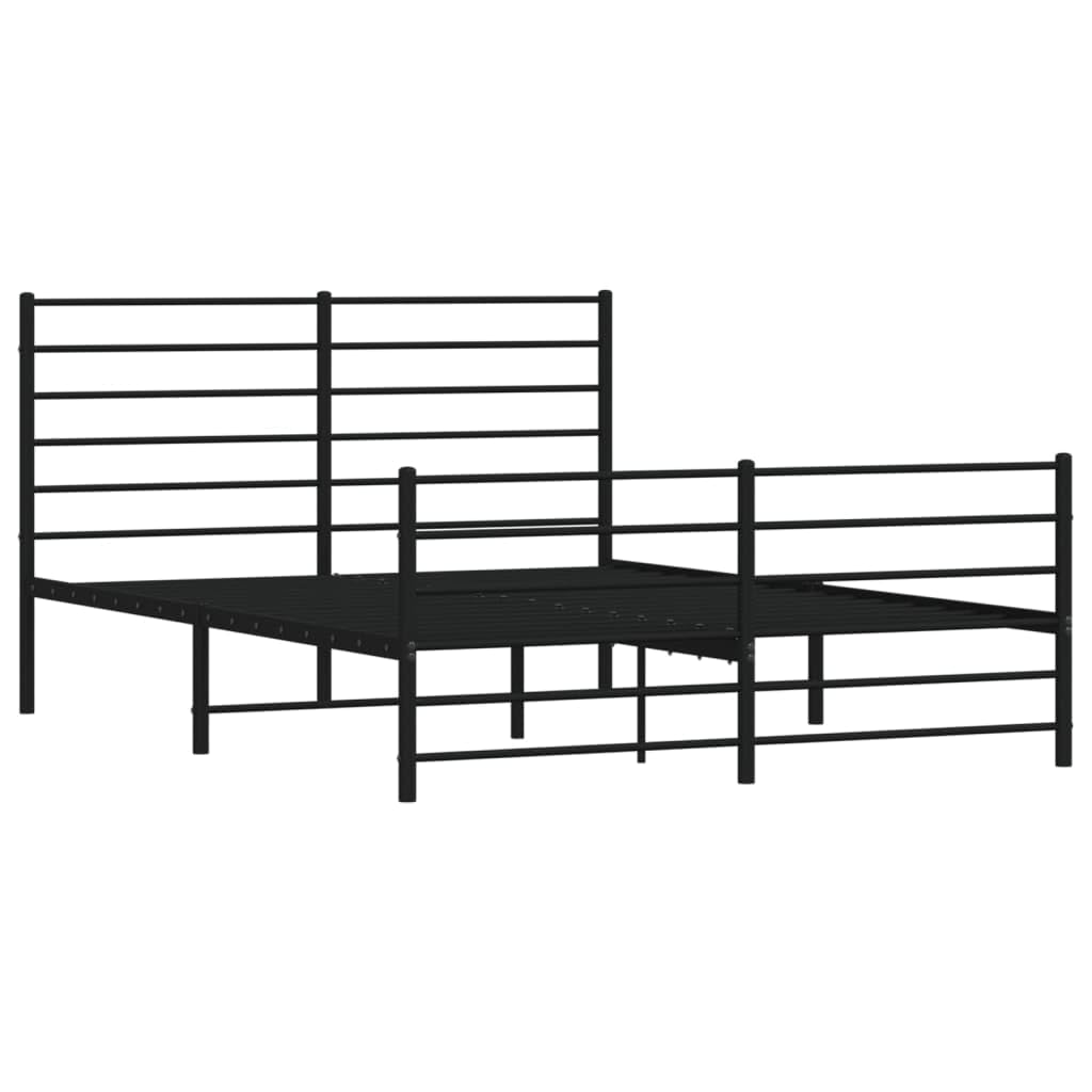 vidaXL 12 Inch Queen Metal Bed Frame with Headboard & Footboard, No Box Spring Needed, Noise Free Platform Bed Frame with Steel Slats, Easy Assembly, Under Bed Storage, Minimalist, Black