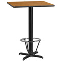 Flash Furniture Stiles 24'' Square Natural Laminate Table Top With 22'' X 22'' Bar Height Table Base And Foot Ring