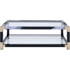 Acme Lafty 54" Glass Top Coffee Table in White Brushed and Black