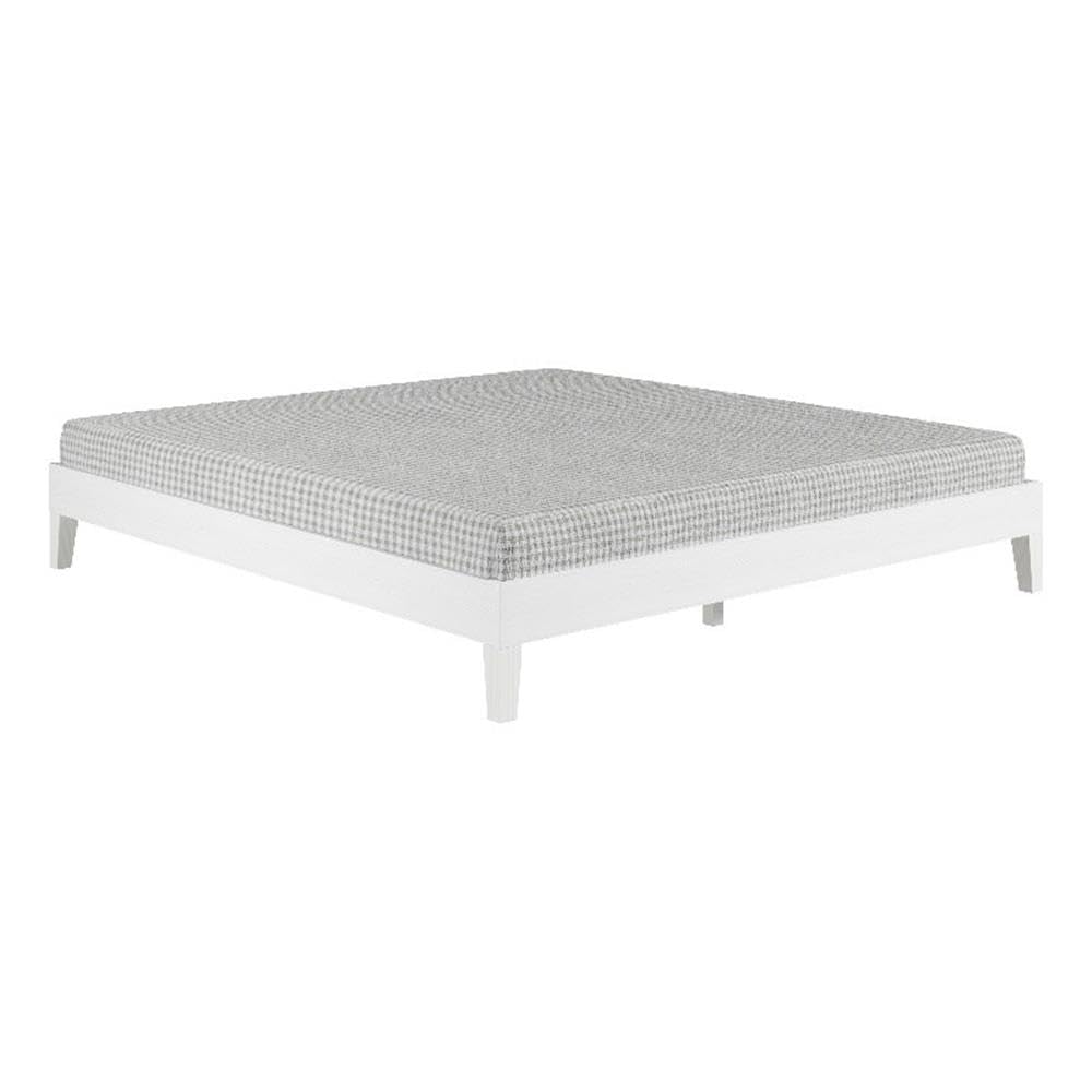 Steve Silver Furniture Nix King Platform Bed Contemporary, 6.5-Inch Bed Clearance, Farmhouse, Mid-Century, Traditional, w/Wooden Slats, No Box Spring Needed, 82.01&quot; L x 78.46&quot; W x 12.24&quot; H, White