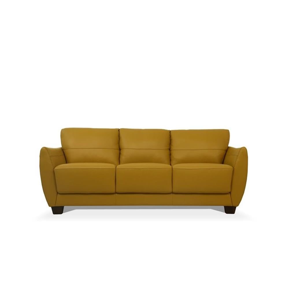 Acme Valeria Leather Sofa In Mustard
