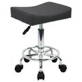 WKWKER Square Rolling Stool with Footrest PU Leather Height Adjustable 360 Swivel Stool with Wheels Massage SPA Salon Stools Tas