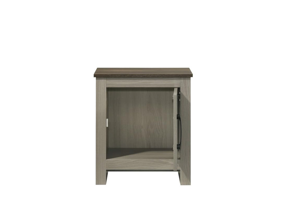 LILOLA LIVING Nyla 16" W Gray Oak End Table, Side Table, Nightstand with Cabinet Door