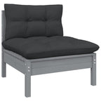 vidaXL Solid Pinewood Patio Lounge Set 7 Piece with Cushions Garden Outdoor Lawn Yard Terrace Balcony Wooden Seat Seating Furniture Gray