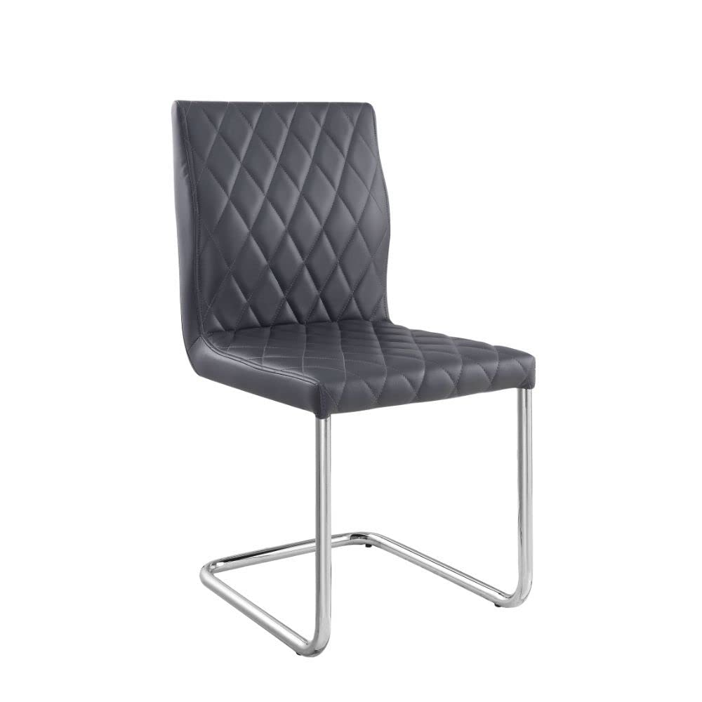 Acme Furniture Ansonia Side Chair, Gray Pu and Chrome