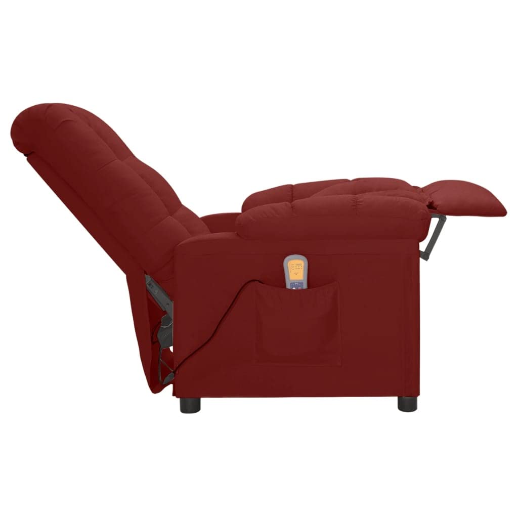 vidaXL Massage Recliner Wine Red Fabric