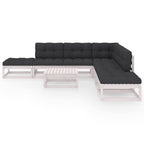 vidaXL Solid Pinewood Patio Lounge Set with Cushions 8 Piece Wooden Lounge Set Balcony Sofa Seat Sitting Lounger Garden Outdoor Furniture