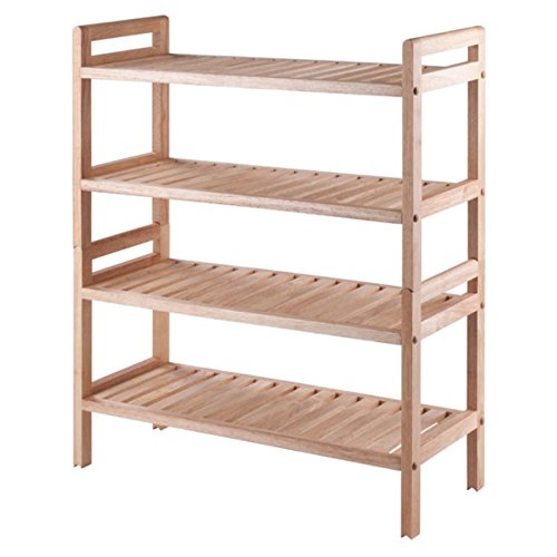 Mercury 2-Piece Stackable Shoe Rack Set - Versatile & Space-Saving Solution for Entryway or Mudroom - Holds 3 Pairs of Shoes per Shelf - Natural Wood Finish - 32"H x 27.2"W x 10.7"D