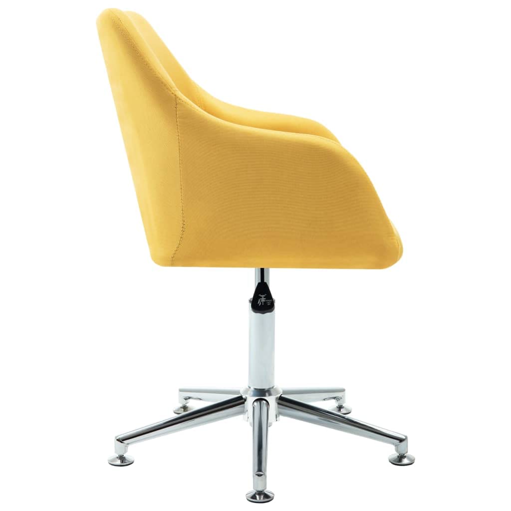 vidaXL - Modern Swivel Dining Chair with Adjustable Height, Wooden Frame and Steel Legs, Suitable for Office and Home Use, Comfortable Thick Padding, Upholstered in Yellow Fabric
