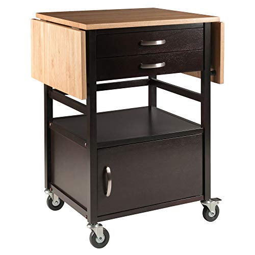 Ergode Wood Bellini Kitchen Utility Cart - Two-Toned, Drop Leaf, Ample Storage, Versatile, Easy Assembly - Perfect for Small Spaces