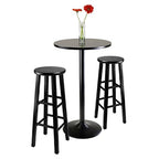 Ergode Obsidian 3-Piece Counter Table Set | Sleek Design | Black Veneer Top | Easy Assembly | 2 Black Square-Leg Stools | (20331-VV)