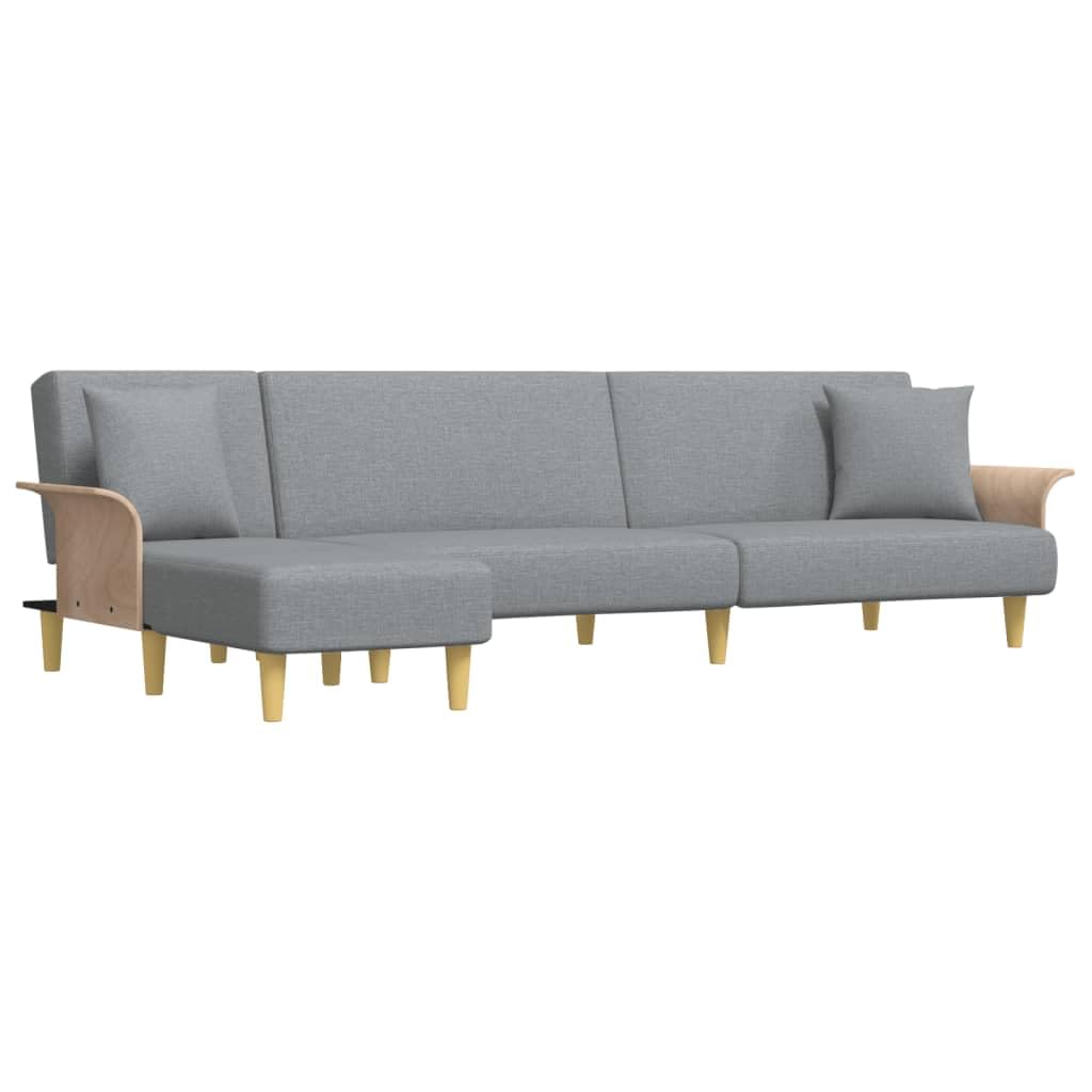 vidaXL Sofa Bed, L-Shaped Sofa Couch, Folding Sleeper Couch Bed, Sectional Recliner Couch for Living Room, Modern Style, Light Gray Fabric
