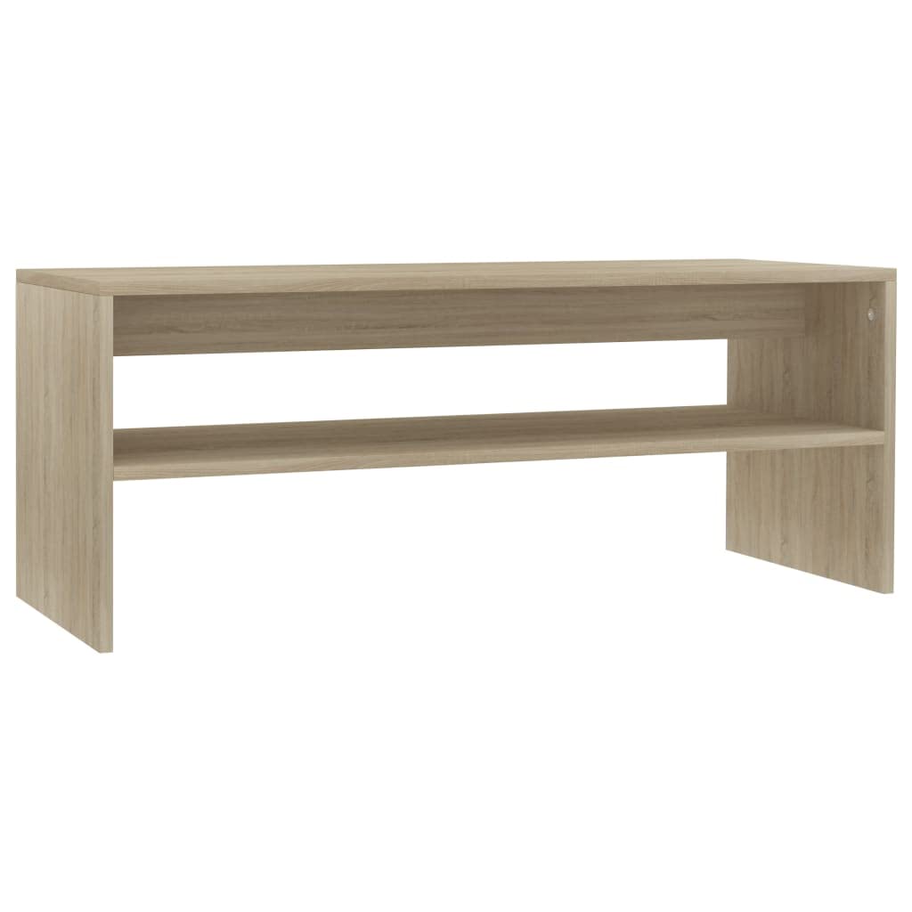 vidaXL Engineered Wood Coffee Table, Sonoma Oak - Contemporary with Scandinavian Flair, Open Shelf Design for Storage, Easy Asse
