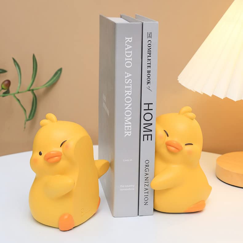 Cute Hug Ducks Decorative Bookends, Unique Book Ends To Hold Books Creative Resin Book Holder Stopper For Home Office Desk Books