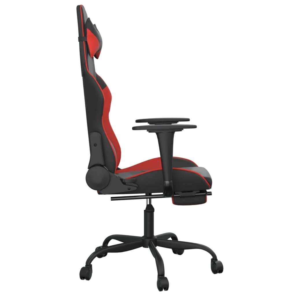vidaXL Adjustable Gaming Chair with Footrest – Faux Leather, Black & Red, Modern Design, Comfortable Foam Filling