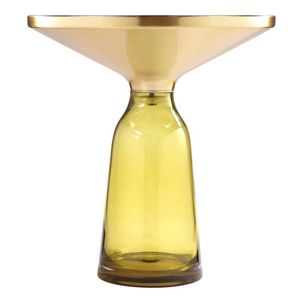 Pangea Home Belinda Modern Glass Side Table In Gold And Yellow