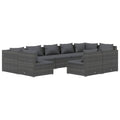 vidaXL Patio Lounge Set 9 Piece with Cushions Garden Outdoor Lawn Yard Terrace Balcony Seat Seating Sofa Lounge Set Furniture Gray Poly Rattan